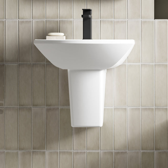 Nuie Asselby Basin & Semi-Pedestal 500mm wide - 1 Tap Hole CSS003 LS1