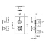 Nuie Aztec 2 Outlet Thermostatic Concealed Shower Valve With Diverter Chrome CLL3207 LD