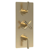 Nuie Aztec 3 Outlet Thermostatic Concealed Shower Valve With Diverter Brushed Brass CLL8023