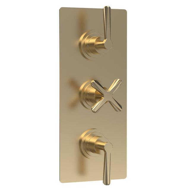 Nuie Aztec 3 Outlet Thermostatic Concealed Shower Valve With Diverter Brushed Brass CLL8023