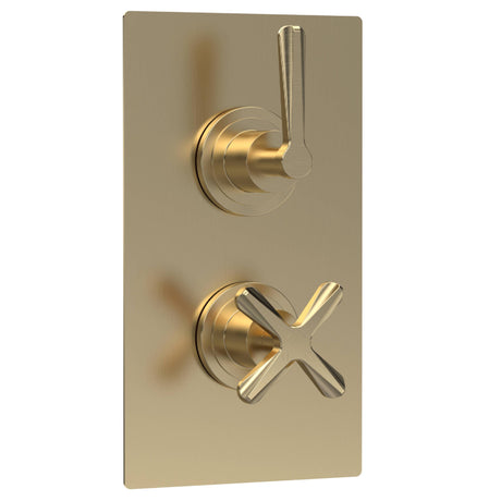 Nuie Aztec 2 Outlet Thermostatic Concealed Shower Valve With Diverter Brushed Brass CLL8207