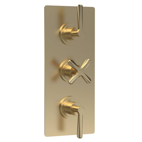 Nuie Aztec 2 Outlet Thermostatic Concealed Shower Valve Brushed Brass CLL8211
