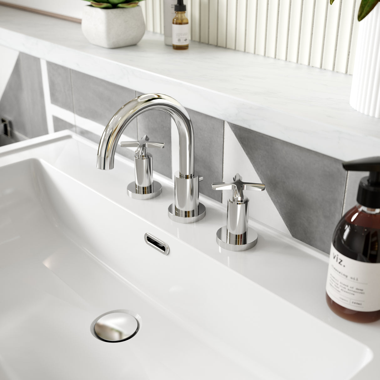 Nuie Aztec 3-Hole Basin Mixer with Waste Chrome CLX337_2