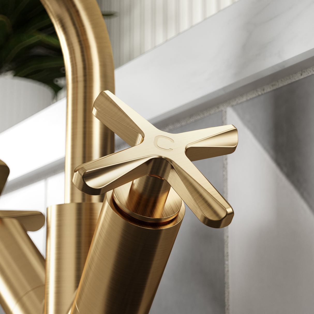 Nuie Aztec Mono Basin Mixer Tap with Waste Brushed Brass CLX815 LS 2