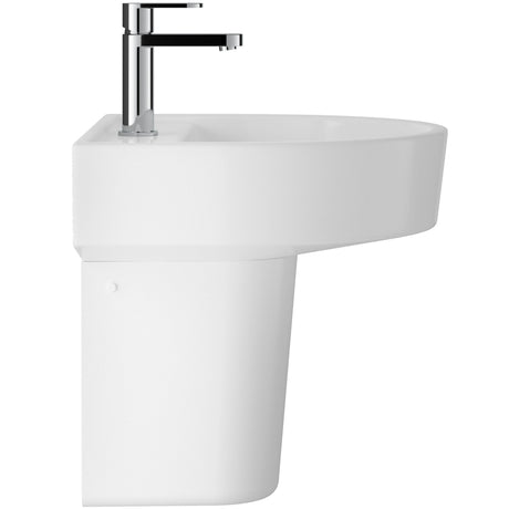 Hudson Reed Luna Wall Hung Basin & Semi Pedestal 520mm wide, 1 Tap Hole White CMA005_2