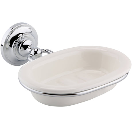 BC Designs Ceramic Soap Dish Holder Chrome/White CMA015