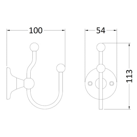 BC Designs Double Robe Hook Gold CMA030G LD