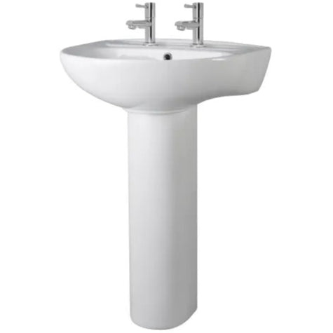 Nuie Melbourne Basin & Full Pedestal 550mm wide - 2 Tap Hole CML003