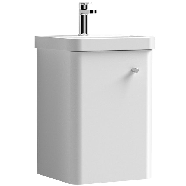 Nuie Core 400mm Wall Hung 1 Door Vanity Unit & Basin Gloss White COR101