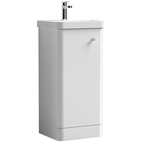 Nuie Core 400mm Floor Standing 1 Door Vanity Unit & Basin Gloss White COR102