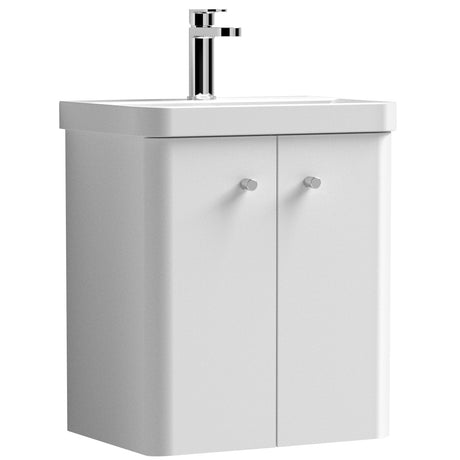 Nuie Core 500mm Wall Hung 2 Door Vanity Unit & Basin Gloss White COR103