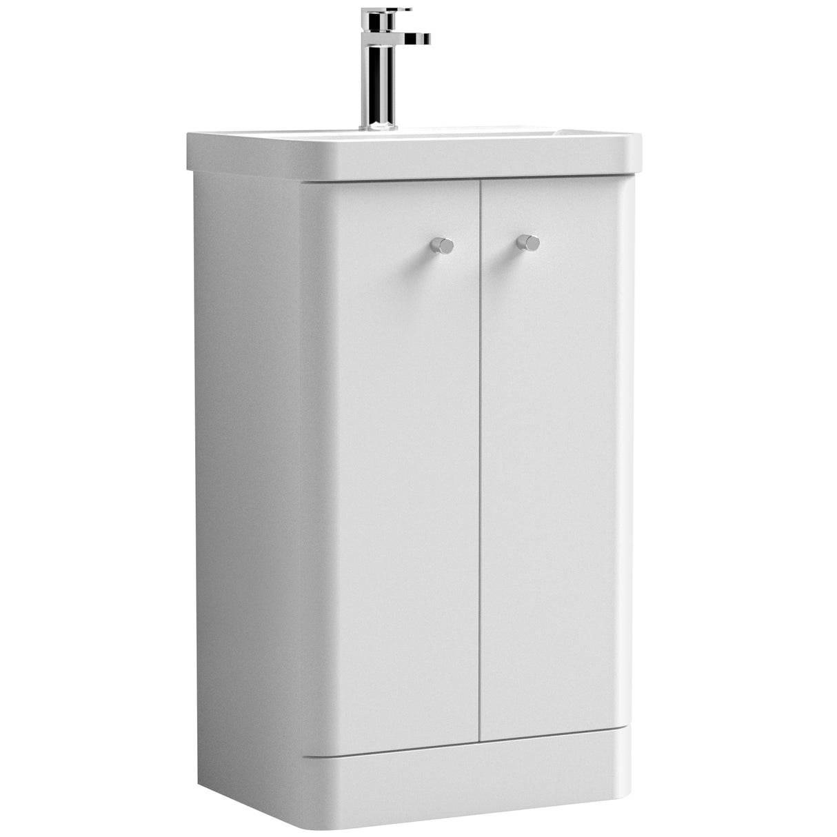 Nuie Core 500mm Floor Standing 2 Door Vanity Unit & Basin Gloss White COR104