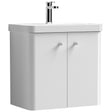 Nuie Core 600mm Wall Hung 2 Door Vanity Unit & Basin Gloss White COR105