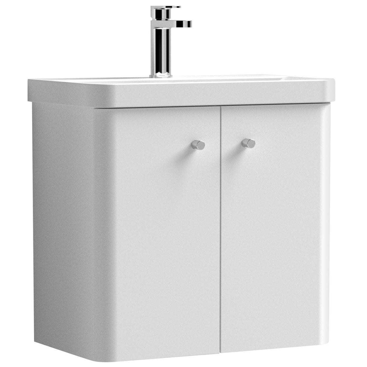 Nuie Core 600mm Wall Hung 2 Door Vanity Unit & Basin Gloss White COR105