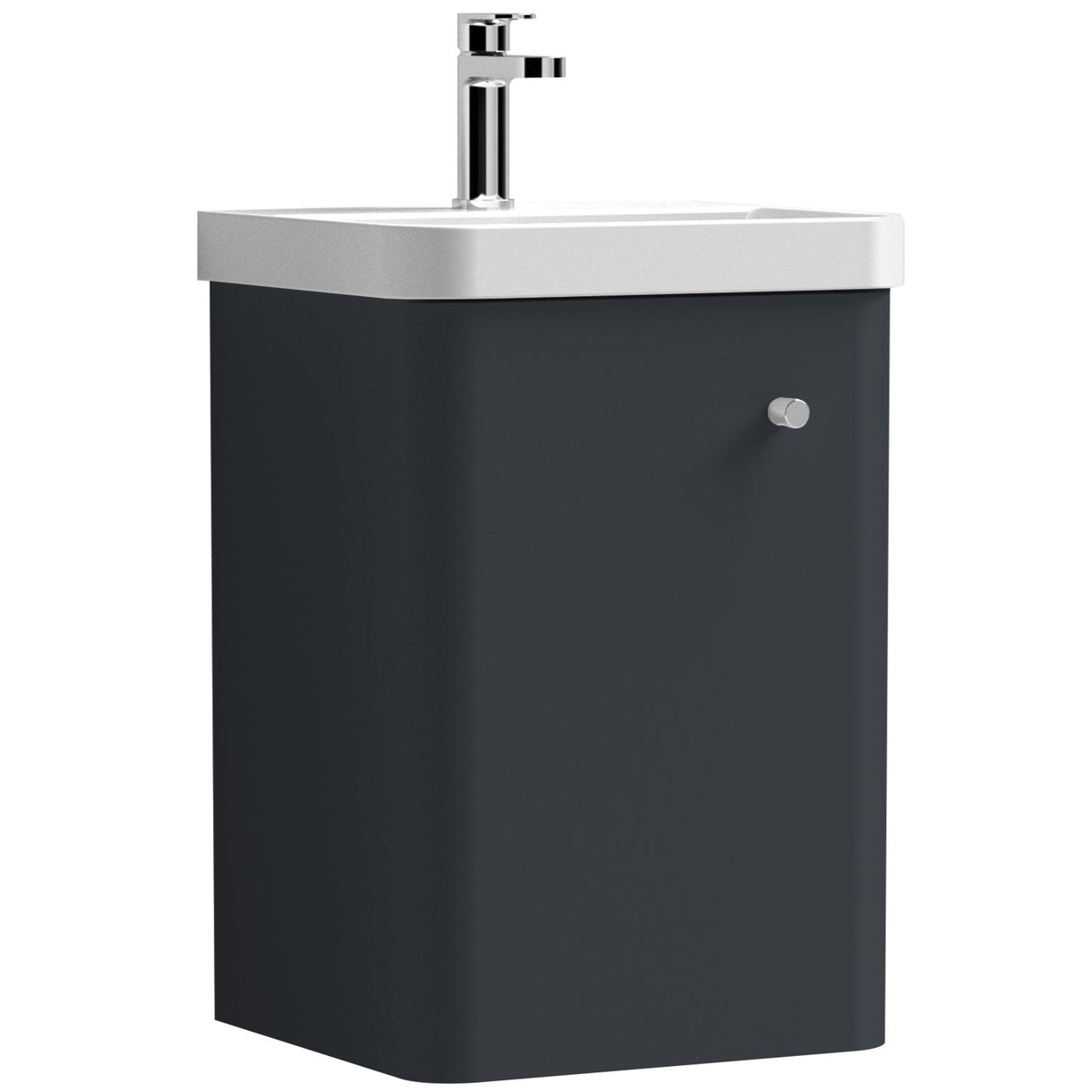 Nuie Core 400mm Wall Hung 1 Door Vanity Unit & Basin Soft Black COR1401