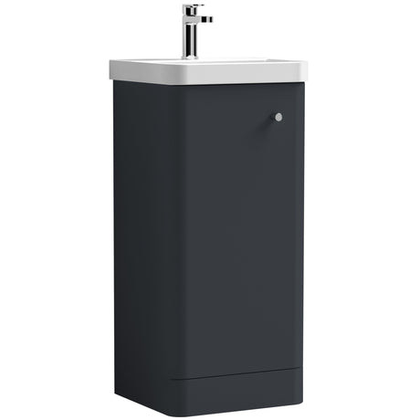 Nuie Core 400mm Floor Standing 1 Door Vanity Unit & Basin Soft Black COR1402