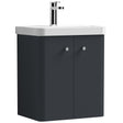 Nuie Core 500mm Wall Hung 2 Door Vanity Unit & Basin Soft Black COR1403