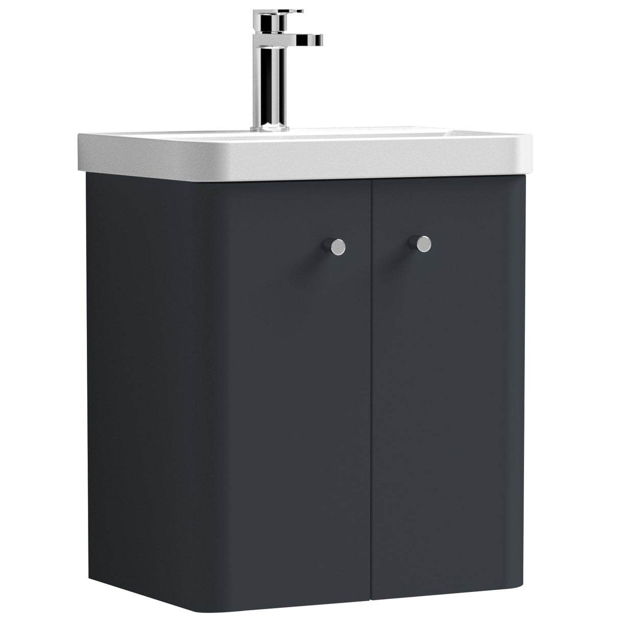 Nuie Core 500mm Wall Hung 2 Door Vanity Unit & Basin Soft Black COR1403