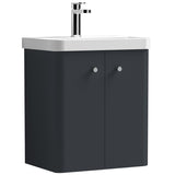 Nuie Core 500mm Wall Hung 2 Door Vanity Unit & Basin Soft Black COR1403