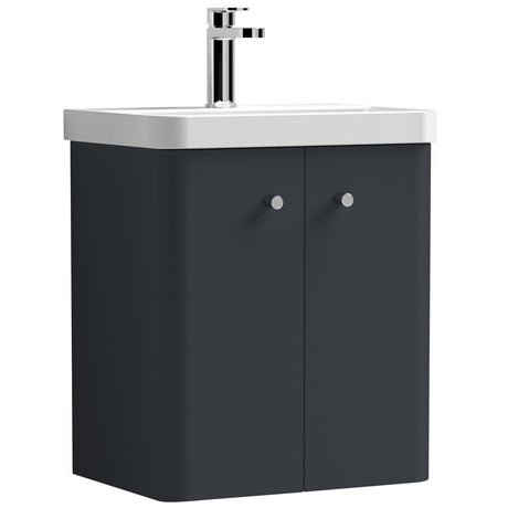 Nuie Core 500mm Wall Hung 2 Door Vanity Unit & Basin Soft Black COR1403
