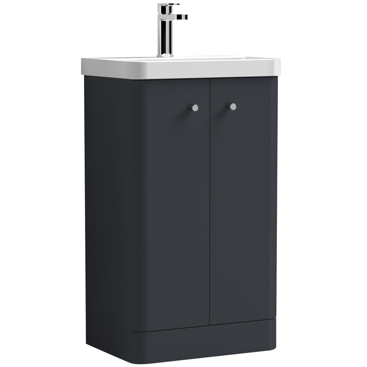 Nuie Core 500mm Floor Standing 2 Door Vanity Unit & Basin Soft Black COR1404