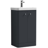 Nuie Core 500mm Floor Standing 2 Door Vanity Unit & Basin Soft Black COR1404