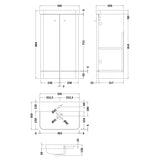 Nuie Core 500mm Floor Standing 2 Door Vanity Unit & Basin Soft Black COR1404 LD