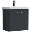 Nuie Core 600mm Wall Hung 2 Door Vanity Unit & Basin Soft Black COR1405