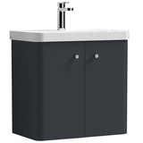 Nuie Core 600mm Wall Hung 2 Door Vanity Unit & Basin Soft Black COR1405