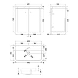 Nuie Core 600mm Wall Hung 2 Door Vanity Unit & Basin Soft Black COR1405 LD