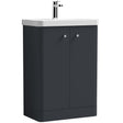 Nuie Core 600mm Floor Standing 2 Door Vanity Unit & Basin Soft Black COR1406