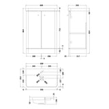 Nuie Core 600mm Floor Standing 2 Door Vanity Unit & Basin Soft Black COR1406 LD