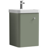Nuie Core 400mm Wall Hung 1 Door Vanity Unit & Basin Satin Green COR801