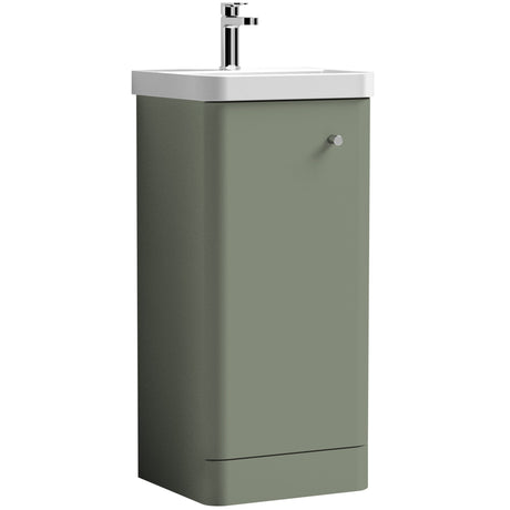 Nuie Core 400mm Floor Standing 1 Door Vanity Unit & Basin Satin Green COR802