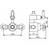 Nuie Edwardian Traditional 1 Outlet Thermostatic Exposed Shower with Rigid Riser Set Chrome CP148 LD