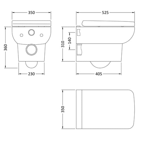 Hudson Reed Arlo Wall Hung Toilet & Soft Close Seat White CPA005 LD