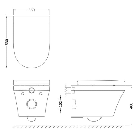 Hudson Reed Luna Wall Hung Toilet & Soft Close Seat White CPA027 LD