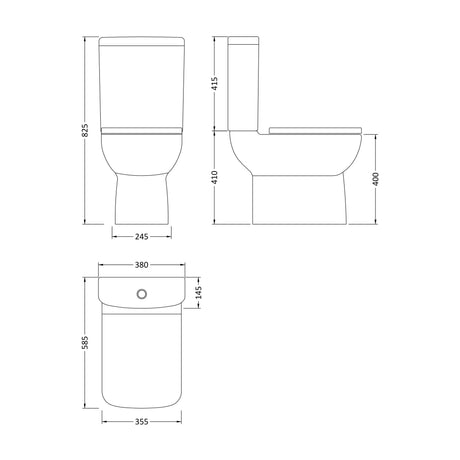 Nuie Ambrose Compact Semi BTW Close Coupled Toilet & Soft Close Seat CPC020 LD