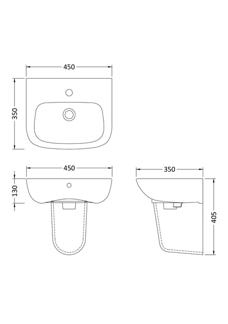 Nuie Ambrose Basin & Semi-Pedestal - 1 Tap Hole CPC023 LD