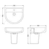 Nuie Provost Basin & Semi-Pedestal - 1 Tap Hole CPV004 LD
