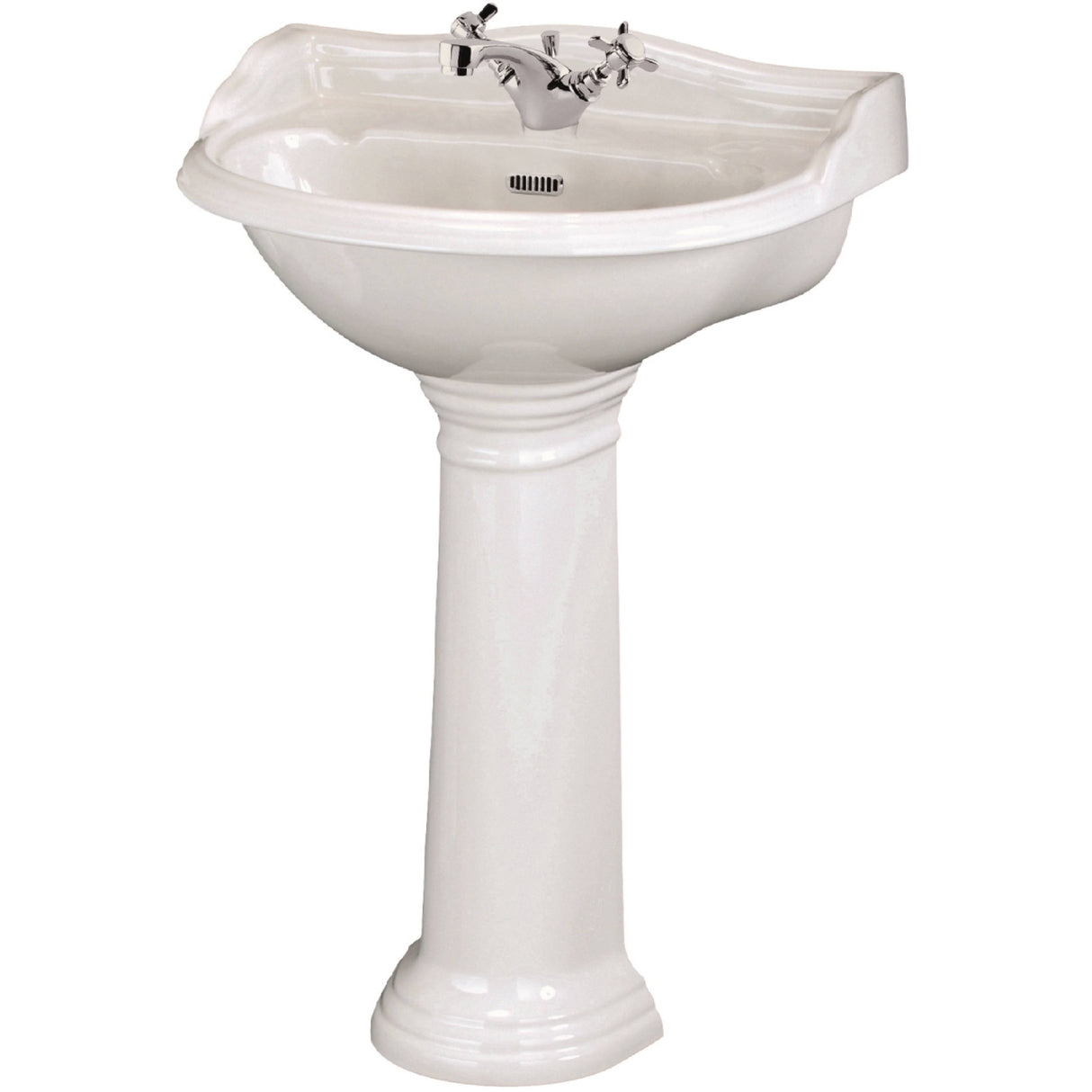 Old London Chancery Basin & Full Pedestal, 1 Tap Hole White CRT002