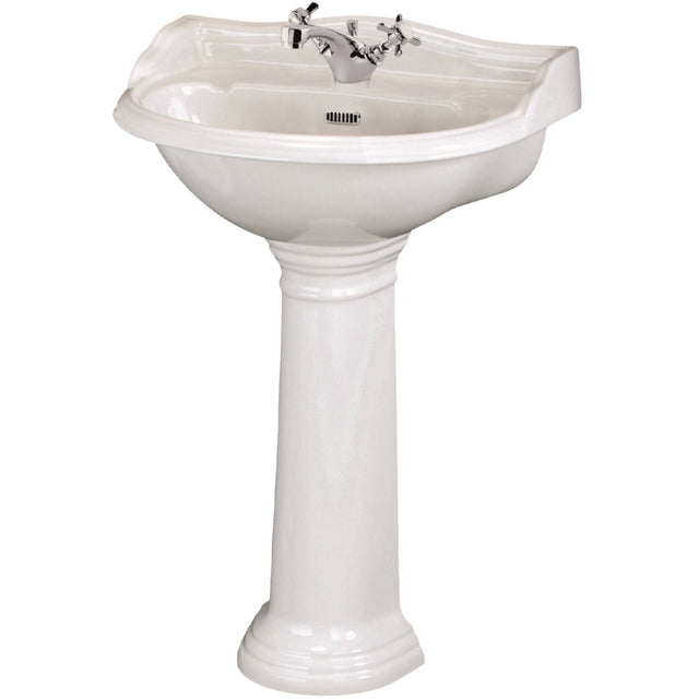 Old London Chancery Basin & Full Pedestal, 1 Tap Hole White CRT002