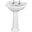 Old London Chancery Basin & Full Pedestal, 2 Tap Hole White CRT003