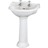 Old London Chancery Basin & Full Pedestal, 2 Tap Hole White CRT003