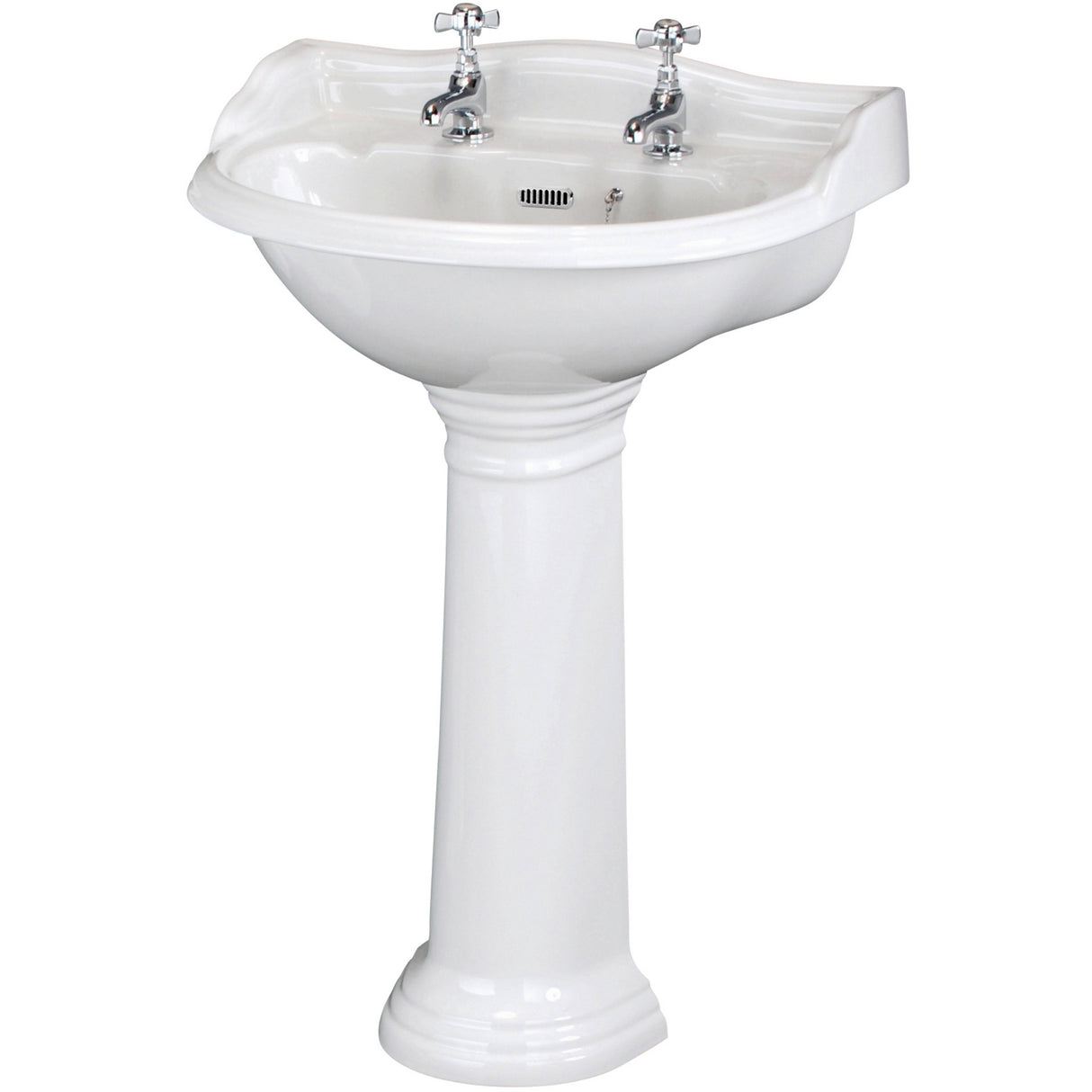 Old London Chancery Basin & Full Pedestal, 2 Tap Hole White CRT005