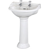 Old London Chancery Basin & Full Pedestal, 2 Tap Hole White CRT005