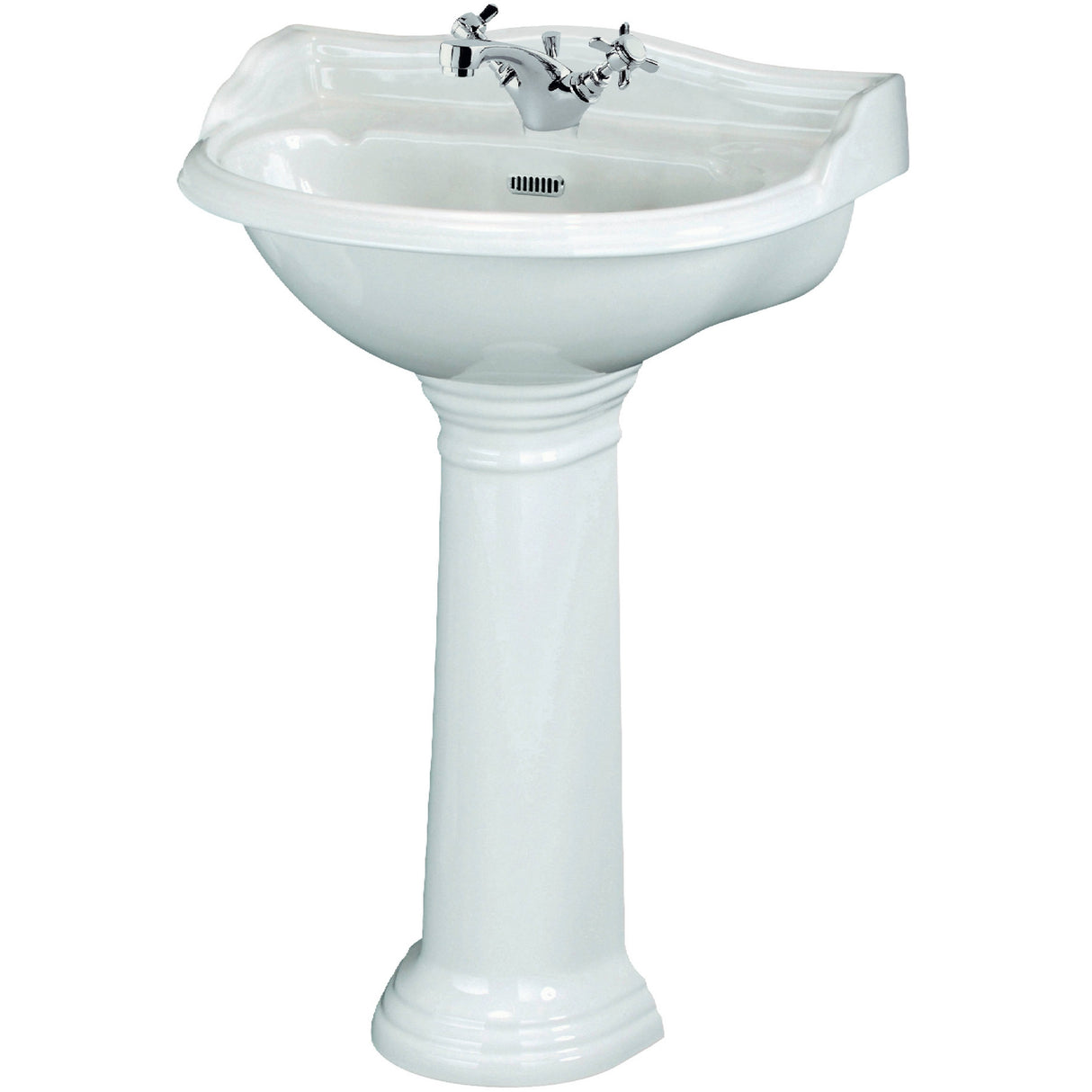 Old London Chancery Basin & Full Pedestal, 1 Tap Hole White CRT007