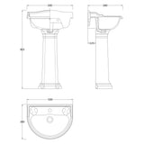 Old London Chancery Basin & Full Pedestal, 1 Tap Hole White CRT007 LD
