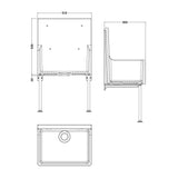Nuie Ceramic Cleaner Sink With Grid & Leg Brackets 515 x 535 x 393mm CS10121LB LD