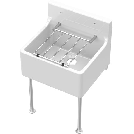 Nuie Ceramic Cleaner Sink With Grid & Leg Brackets 455 x 362 x 396mm CS10318LB